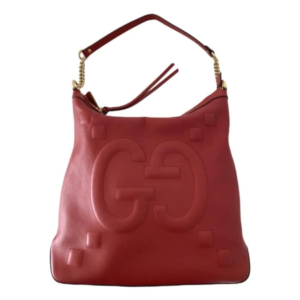 Authentic Gucci Embossed GG Leather Red Shoulder Designer Bag